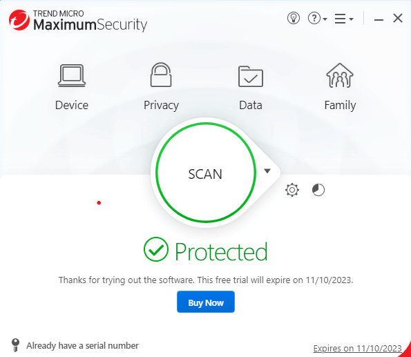 Trend Micro Maximum Security Interface