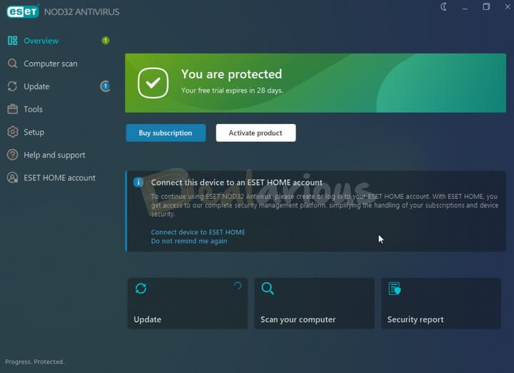 ESET NOD32 Antivirus User Interface